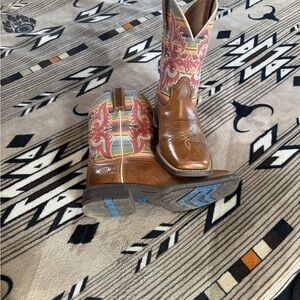 Ariat Brown Boots with Colorful Accents